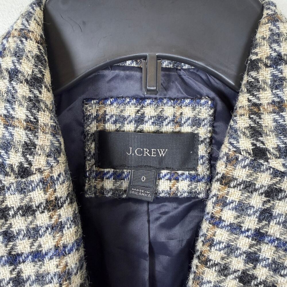 J Crew Campbell Blazer Houndstooth Moon Wool Elbow Patches Womens 0 Equestrian - Picture 2 of 13